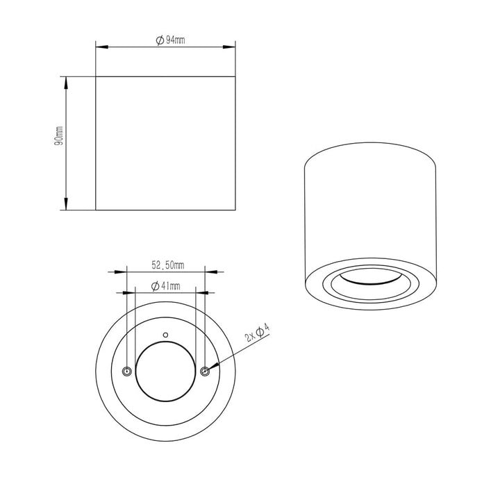 IP44 Surface mounted round white / chrome ceiling housing with flush rigid module bracket - TILLUME