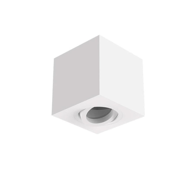 Surface mounted square white ceiling housing with flush pivot module bracket - TILLUME