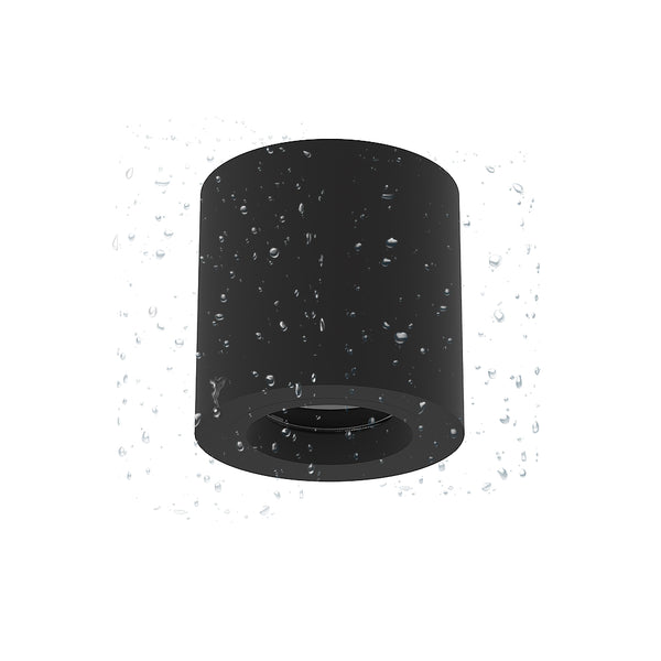 IP44 Surface mounted round black ceiling housing with flush rigid module bracket - TILLUME