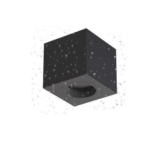 IP44 Surface mounted square black ceiling housing with flush rigid module bracket - TILLUME